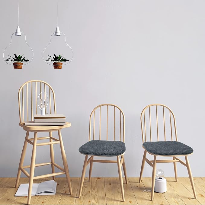 Grey Chairs Cushions for Dining Chairs 6 Pack Non Slip Foam Kitchen Seat Cushions Washable Soft Thick Patio Pads Large Wooden Metal Tapered Chair Cushions,17" x 15"