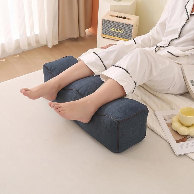 Ergonomic Leg Pillow with Wave Design – Adjustable Lumbar & Foot Support Cushion for Pregnancy, Back Pain Relief, and Sofa/Bed Use – Removable Cover, Breathable Bamboo Linen Fabric