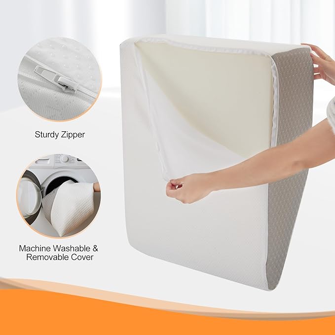 Ruqmuis Leg Elevation Pillow for After Surgery, 8inch Foam Leg Elevating Pillow for Swelling and Blood Circulation, Leg Wedge Pillow for Sleeping, Knee Pillow for Knee Hip Ankle Pain Relief, White