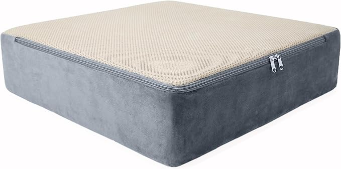 Soft 20x20x5 Memory Foam Recliner Chair Seat Cushion for Long Sitting - Armchair Pad with Washable Velvety Cover & Non-Slip Base for Seniors & Elderly - Gray