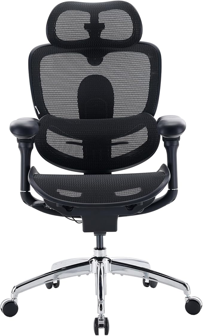 SIHOO Doro C300 Pro V2 Ergonomic Office Chair Without Footrest, Full-Body Adaptive Support, 8D Armrests & Breathable Mesh, Comfy High Back Computer Desk Chair for Long Hours, 135° Recline (Black)