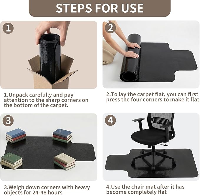Office Chair Mat for Low Pile Carpeted Floors with Lip, 36" x 48" Plastic Floor mat for Desk Chair on Carpet,Easy Glide Carpet Protector Mat for Computer Chairs,Rolling Chairs,Home,Office (36*48 inch)