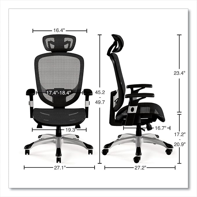Alera Minerva Ergonomic Swivel Computer Desk Chair, Mesh Office Task Chair, Adjustable Seat, Arms, Headrest, Supports Up to 275 lb, Gray