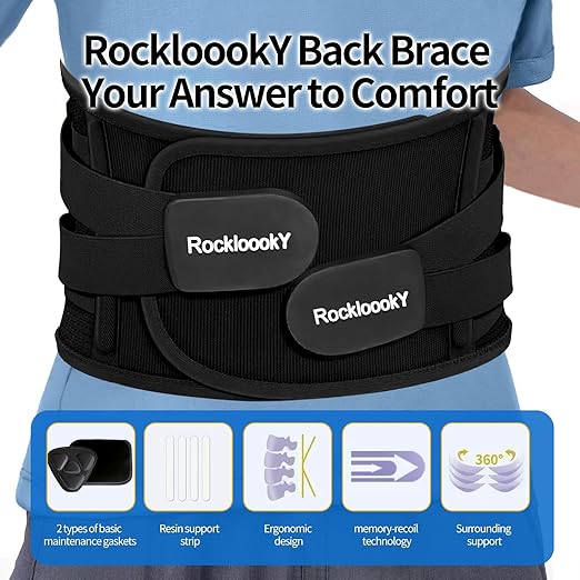 Lower Back Brace for Women Men, Adjustable Lumbar Support with Ergonomic Metal Stays for Work,Lifting,Drive,Fitness, Breathable Fabric Support Belt with 3D Pad,Black,Size XXL,Waist 52"-62"