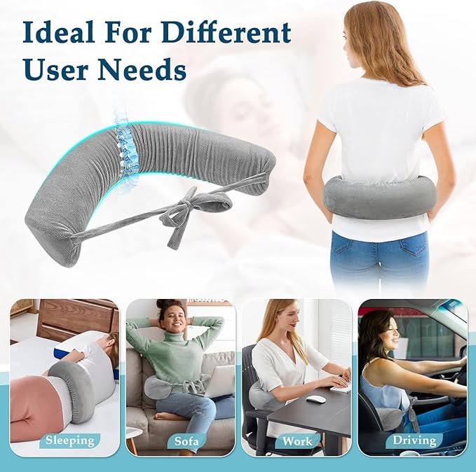 Lower Back Support While Sleeping Lumbar Support Pillow for Bed Scoliosis Sciatica Pain Relief Pillow for Recliner Office Chair Lower Lumbar Roll Adjustable Night Sleep Cushion to Back Rest