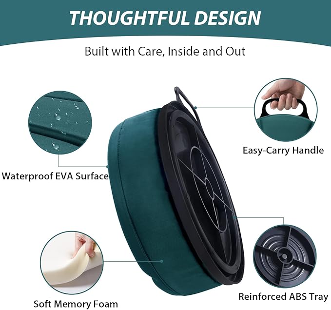 5 Gallon Bucket Seat with 3" Thick Seat Foam Cushion, 360°Swivel Bucket Lid Seat, Waterproof & Silent Bucket Seats for Dove Duck Hunting, Ice Fishing, Baseball, Camping