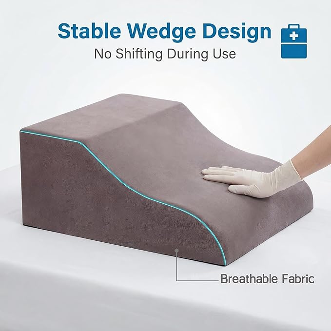 Leg Elevation Pillows, Ergonomic Memory Foam Wedge Pillow/Leg Positioner Pillows Comfort Care for Back Knee Hip Ankles Pain, Knee Pillow for After Surgery, Injury, or Rest Gray