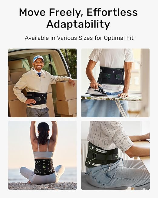 Rakiie Back Brace for Lower Back Pain Relief, 8 Stays Powerful Lumbar Support for Men Women, Back Support Belt with 3D Pad, Breathable Back Support Brace with Adjustable Strap for Herniated Disc, Sciatica, Green Size M