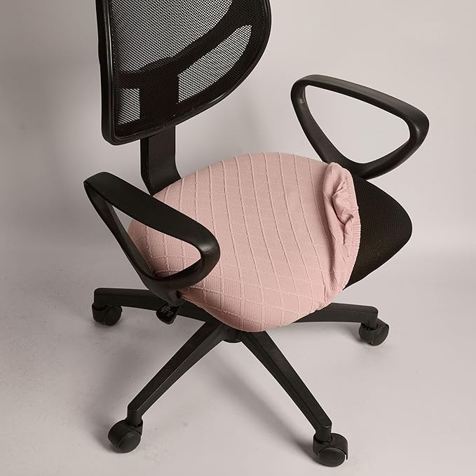 Melaluxe Stretch Jacquard Office Chair Cover, Removable Washable Desk Chair Cover Rotating Chair Seat Slipcover, Pink