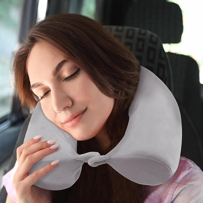 Twist Memory Foam Travel Pillow for Neck, Chin, Lumbar and Leg Support-for Travling on Airplane, Train, Bus or at Home-Adjustable, Bendable Roll Pillow with Washable Soft Cover