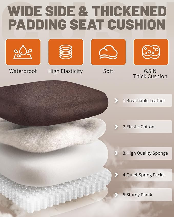 800LBS Heavy Duty Office Chair & Massage Footrest Big & Tall Executive Chair with Adjustable Lumbar Support, PU Leather, Extra Wide Seat for Comfort