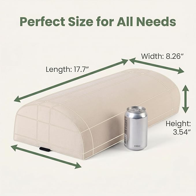 Under Knee Pillow, Half Moon Leg Pillow - Memory Foam Ergonomic Support Pillow for Side & Back Sleepers, Pain Relief & Alignment, Under Knee, Lumbar & Multi-Use Bolster Beige