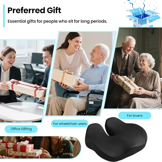 CXC Memory Foam Seat Cushions for Office Chair – Pressure Relief Seat Cushion for Desk Chair, Car, Wheelchair, Hip & Tailbone Pain Relief Cushion for Long Sitting, Non-Slip (Black - Breathable Mesh)