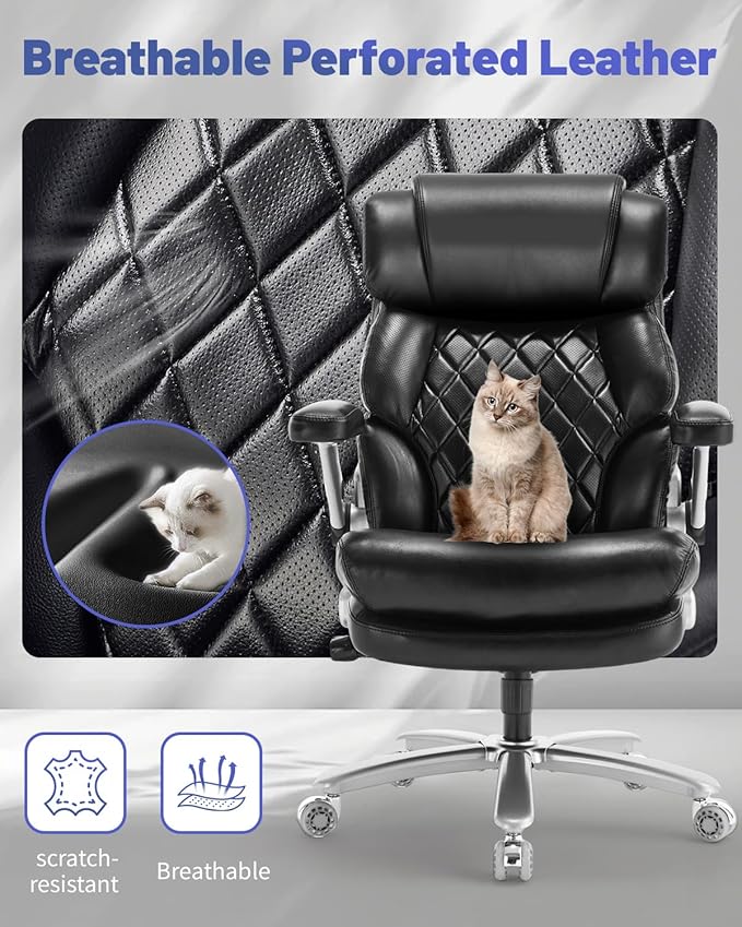800LBS Big and Tall Office Chair for Heavy People, Heavy Duty Executive Chair with High Back, Extra Wide Seat and Adjustable Lumbar, Large Computer Desk Chair with 5D Flip Arms for Home Office