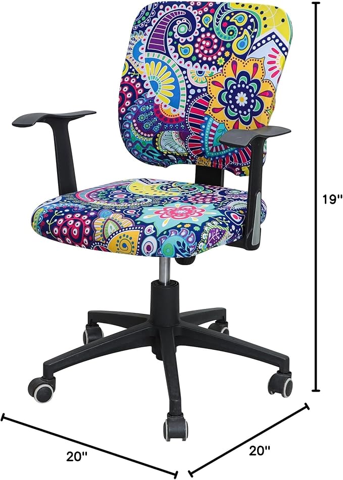 FORCHEER Desk Chair Cover Stretch Boho Office Chair Covers Two Piece for Split Office Chairs Stretchable
