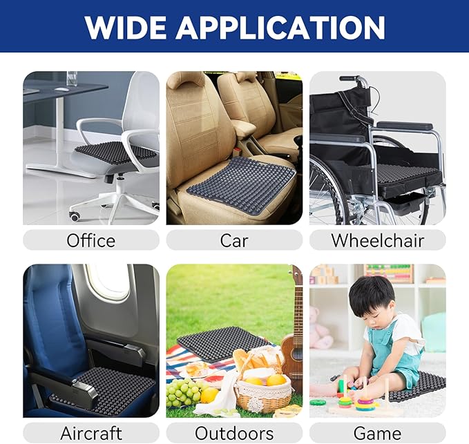 Seat Cushion for Long Sitting Hours on Office & Home Chair, with 3D Non-Slip for Office Chair Cushions, Car Seats, Airplane Seat, Wheelchair, Desk Chair,Cushion Lab, Long Trips (Black)