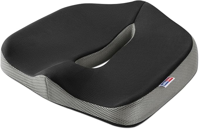 Seat Cushion for Tailbone Pain Relief, Memory Foam Coccyx Cushion for Office Chair & Car, Ergonomic Chair Pad with Non-Slip Cover & Handle, Sciatica Relief for Gaming Chair (Black)