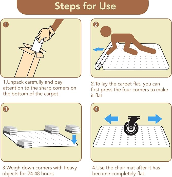 Office Chair Mat for Low Pile Carpet with Lip, 45" x 53" Clear Plastic Floor Protector, Heavy Duty Desk Chair Mat for Rolling Chairs, Smooth Glide Computer Mat for Home Office