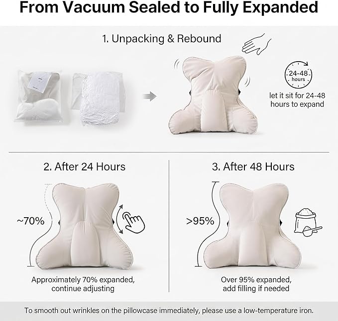 Lumbar Support Pillow for Office Chair, Back Support Cushion, Lumbar Pillow for Desk Chair, Ergonomic 3-Zone Back Cushion for Sitting Comfort, Misty White