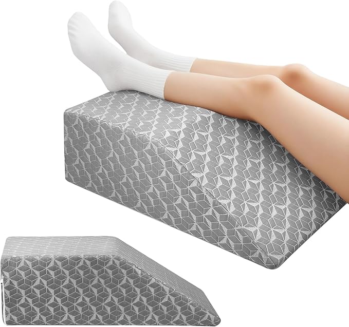 SUBCULTUREPICK Leg Elevation Pillows,Wedge Pillow for After Surgery, 8" Leg Support Adjustable, Comfort Care for Back Knee Hip Ankles Pain, Memory Foam Knee Pillow for Sleeping Blood Circulation Grey