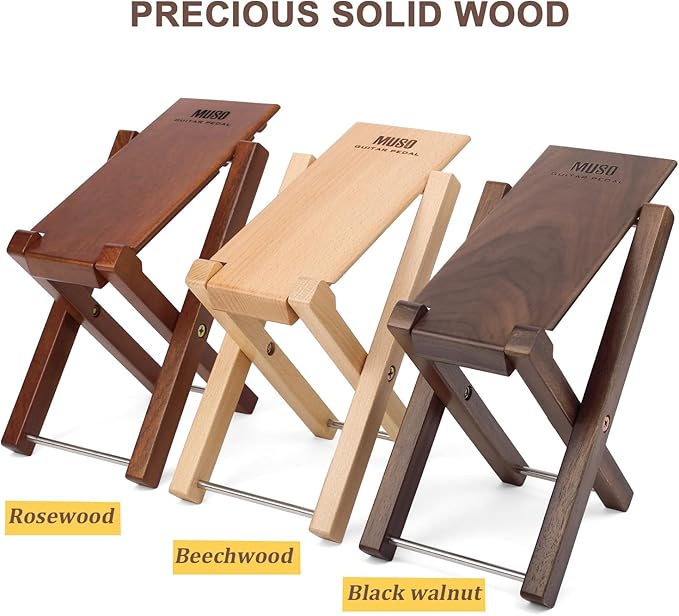 Guitar Stool Foot Rest, Adjustable Foot Stool Folded Wooden Guitar Pedal,Pedicure Foot Stool Footrest 4 Level (Rosewood)