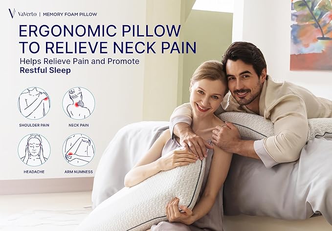 Cooling Gel Memory Foam Pillows - 1-Pack - Standard Size Memory Foam Pillow For Sleeping - Medium-Firm - Back, Stomach & Side Sleeper - Shoulder & Back Pain Relief - Washable, Bamboo Viscose Cover