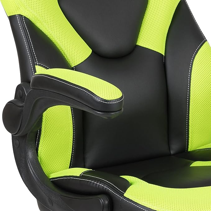 Flash Furniture X10 Gaming Chair Racing Office Ergonomic Computer PC Adjustable Swivel Chair with Flip-up Arms, Neon Green/Black LeatherSoft