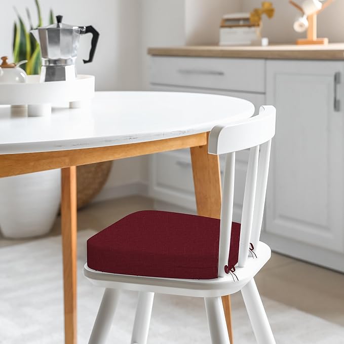 17'' x 16'' x 2.5" Thick Chair Cushions for Dining Chairs, 8 Pack Waterproof Easy Clean Kitchen Chair Pads with Ties and Non-Slip Backing