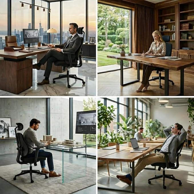 Ergonomic Office Chair with Dynamic Split-Back, 3.15" Thickened High-Density Molded Foam Seat, 4D Adjustable Armrests, High Back Computer Desk Chair, Flex S3