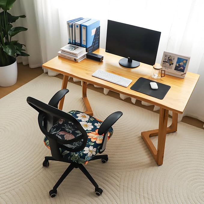 FORCHEER Office Chair Seat Covers 20x20inch Velvet Floral Strech Computer Desk Chair Seat Cushion Slipcover with Buckle1 Piece- Velvet Floral