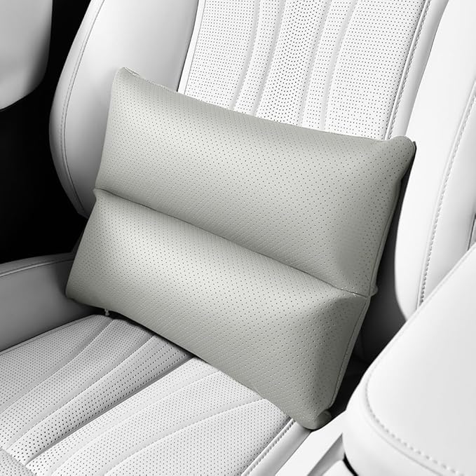 Lumbar Pillow for car, Back Cushion for Driving, Back Support, Lumbar Support, Improve Driving Comfort, Faux Leather, Sturdy and Durable, Non-deformable, Long Lasting Use 1P