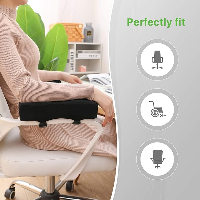LargeLeaf Extra Thick 2 inches Ergonomic Office & Gaming Chair with Memory Foam Armrest Pads - 2-Piece Set