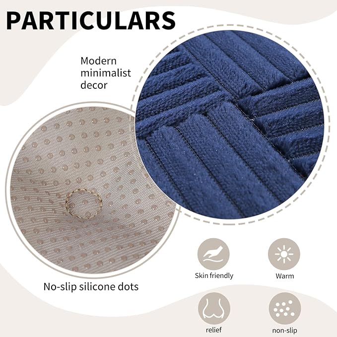 Office Stacking Chair Cushions 4 Pack, Corduroy High Density Foam Kitchen Seat Cushions with Ties, Square 17" x 17" Indoor Non-Slip Dining Chair Pads, Navy Blue,4pcs