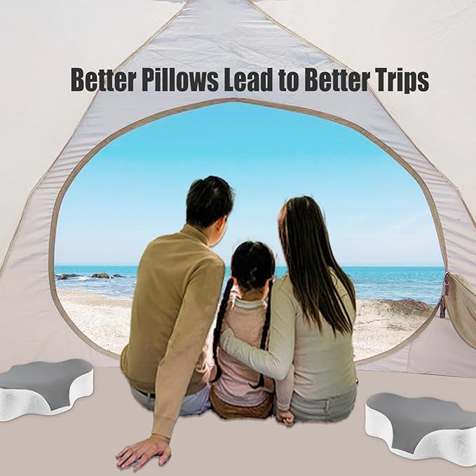Bespilow Travel Cervical Pillow for Sleeping, Small Memory Foam Neck Pillow with Cooling Washable Cover, Compact Ergonomic Neck Support Travel Pillow for Car Camping, RV, Road Trip & Passenger Seat