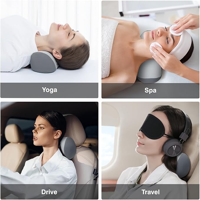 urnexttour Neck Cervical Pillow Cervical Traction Device Lumbar Support Memory Foam Roll Pillow Muscle Relief Shoulder Pain Relaxer Grey