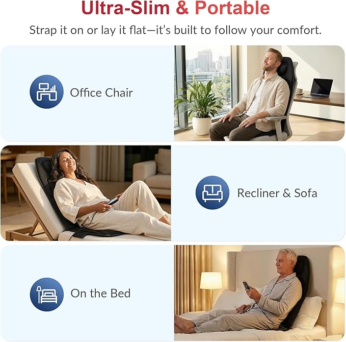 COMFIER Vibration Back Massager Seat Cushion with Heat,Father Day Dad Gifts for Men,10 Motors Massage Chair Pad,Chair Massager for Pain Relief at Office/Home