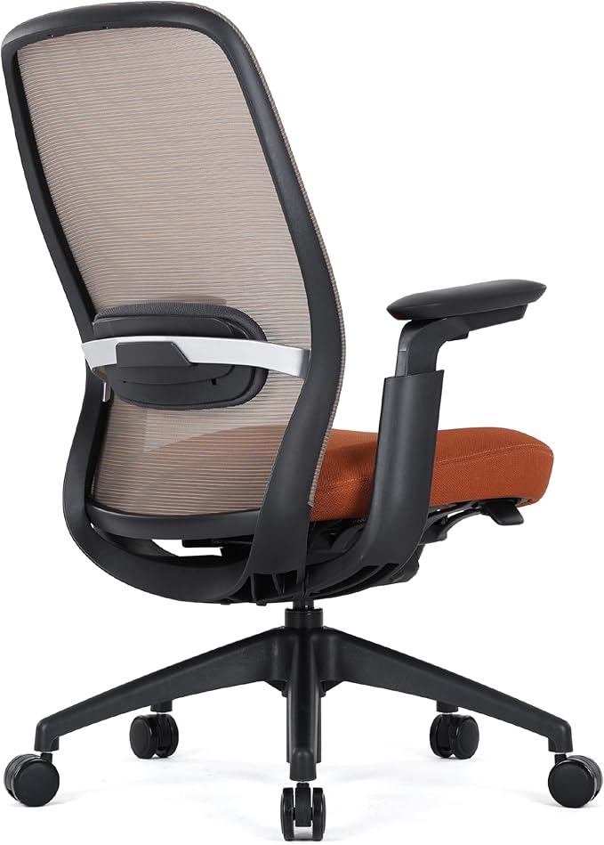 COLAMY Office Chair for Long Hours, Easy Wire-Control Desk Chair with Sliding Seat Depth & Thick Padded Lumbar Support, Heavy Duty 300 LBS High Back Mesh Computer Chair for Home Workstation,Orange