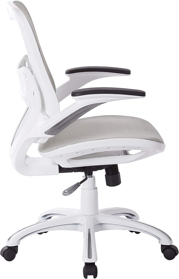 OSP Home Furnishings Riley Ventilated Manager's Office Desk Chair with Breathable Mesh Seat and Back, White Base with Blue