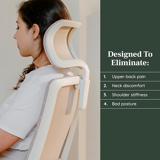 Branch Adjustable Ergonomic Headrest Attachment - Only Compatible Ergonomic Chair - Experience Optimal Comfort and Support - Poppy