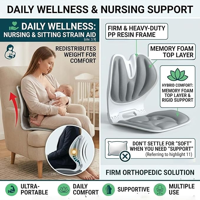 Foldable Ergonomic Posture Corrector Lumbar Support Curve for Office Chair, Portable Posture Corrector Back Curve Seat, Pain Relief