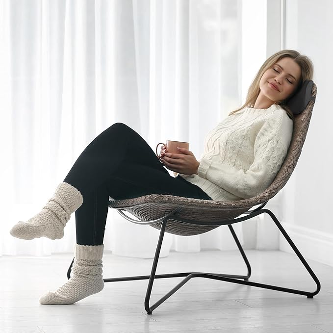 HOMBYS Cervial Neck Pillow for Recliner, Foam Headrest Cushion for Sleeping, Medium Firm Neck Support for Couch, Office Chair and Car, Non-Slip Backing and Elastic Straps, Black