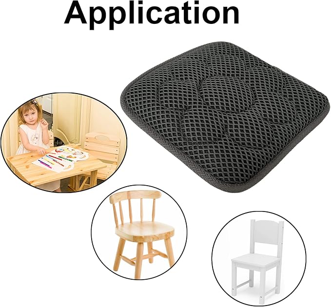 Esme L&H 2 Packs Kids Chair Pads with Ties Breathable 3D Air Mesh Chair Cushion Square Seat Cushion for Kids Chair/School Chair/Wood Chairs