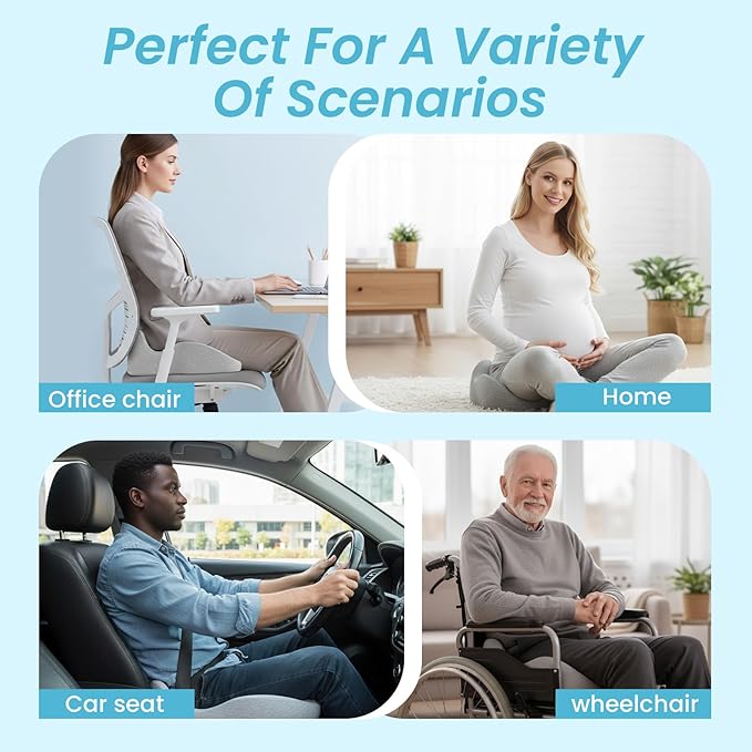 Memory Foam Seat Cushion,Ergonomic Office Chair Cushion,Coccyx Cushion for Tailbone Pain Relief Butt Pillow for Long Sitting,Suitable for Gaming Chair Car Seat Wheelchair