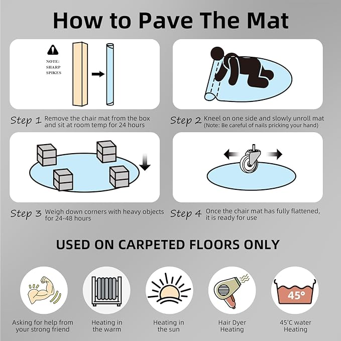 Office Chair Mat for Carpet: 36" x 36" Computer Desk Floor Mat - PVC Plastic Rug Carpet Protector Mats for Gaming Chair Under Desk Pad for Rolling Chair