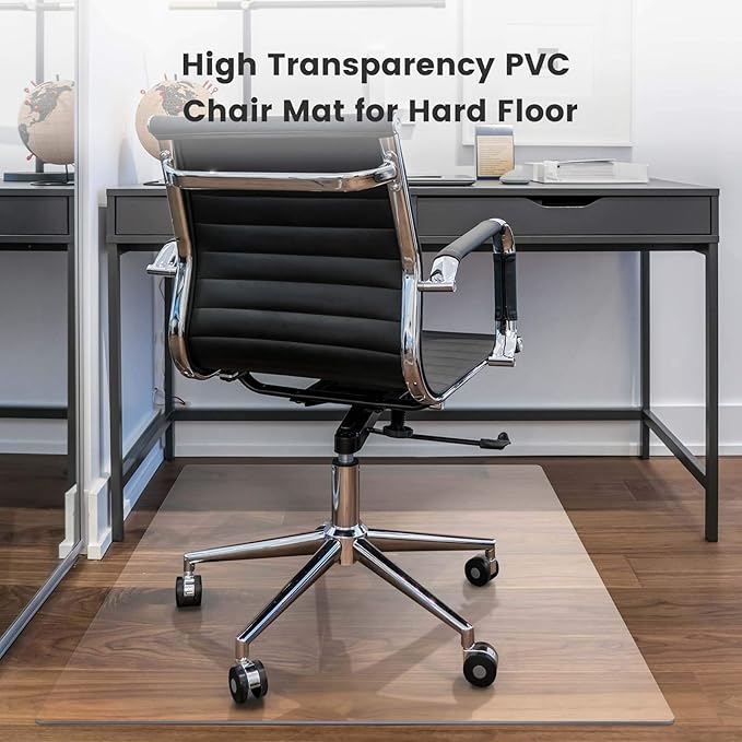 Yecaye Office Chair Mat for Hardwood Floor, 30" x 48" Clear Computer Desk Chair Mat, PVC Heavy Duty Floor Protector for Rolling Chairs, Can't be Used on Carpet (Transparent, 30" x 48")