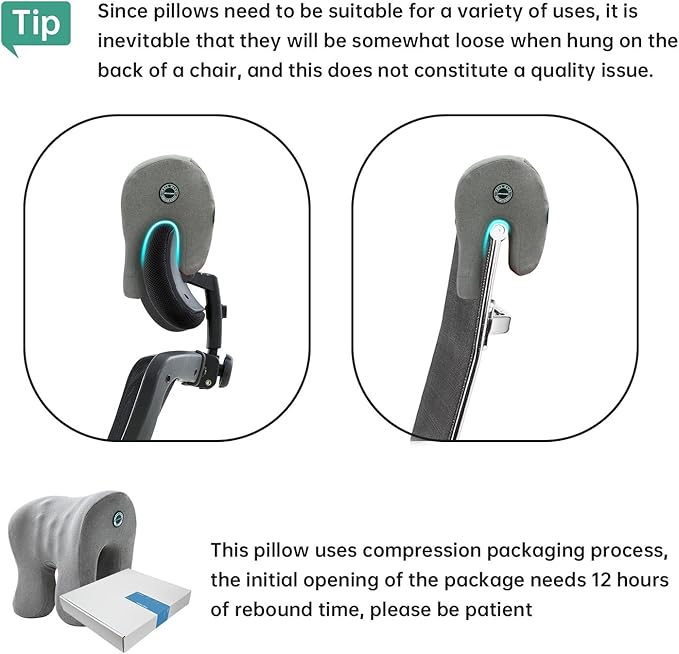 MOONYOOY Office Chair Headrest Pillow Attachment & Desk Nap Cushion, Memory Foam Neck Support with U-Shape Hanger Design for Office Chairs, Armrest Elbow Relief, and Restful Power Napping