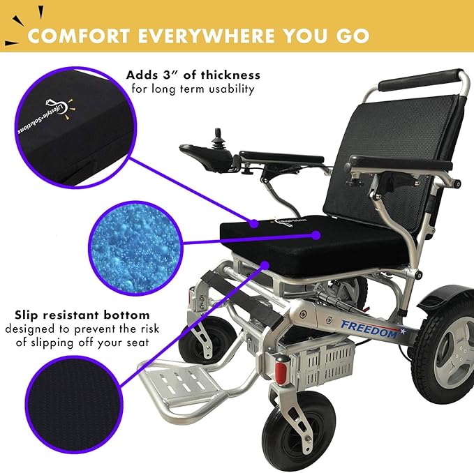 Lifestyle Wheelchair Cushion, Waterproof Orthopedic Gel Seat Pad for Back Support,Coccyx, Sciatica, Pressure Sores and Tailbone Pain Relief (18" X 16" X 3")