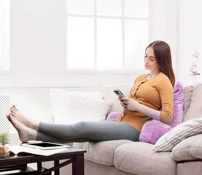 Clara Clark Reading Pillow with Shredded Memory Foam for Sitting Up in Bed and Couch, Back and Arms Adjustable Support for Adults & Teens Backrest Pillows for Reading, with Washable Cover Lavender