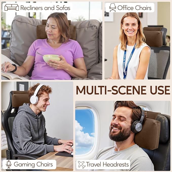 Neck Pillow for Recliner Chair, 14" Adjustable Recliner Pillow for Headrest, Soft Velvet Non-Slip Head Pillow for Recliner, Couch, Chair, Sofa