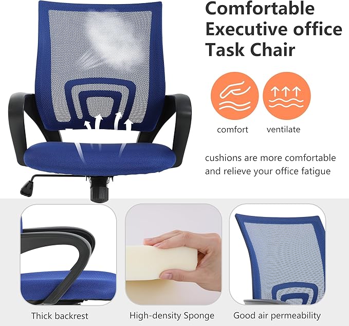 PayLessHere Home Office Chair Desk Computer Chair Adjustable Ergonomic Chair Lumbar Support Armrest Executive with High Density Mesh 360 Degree Swivel Chair for Adults Chair (Pack of 1, Blue)